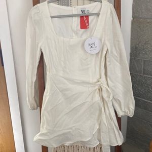 PRINCESS POLLY WHITE LINEN DRESS